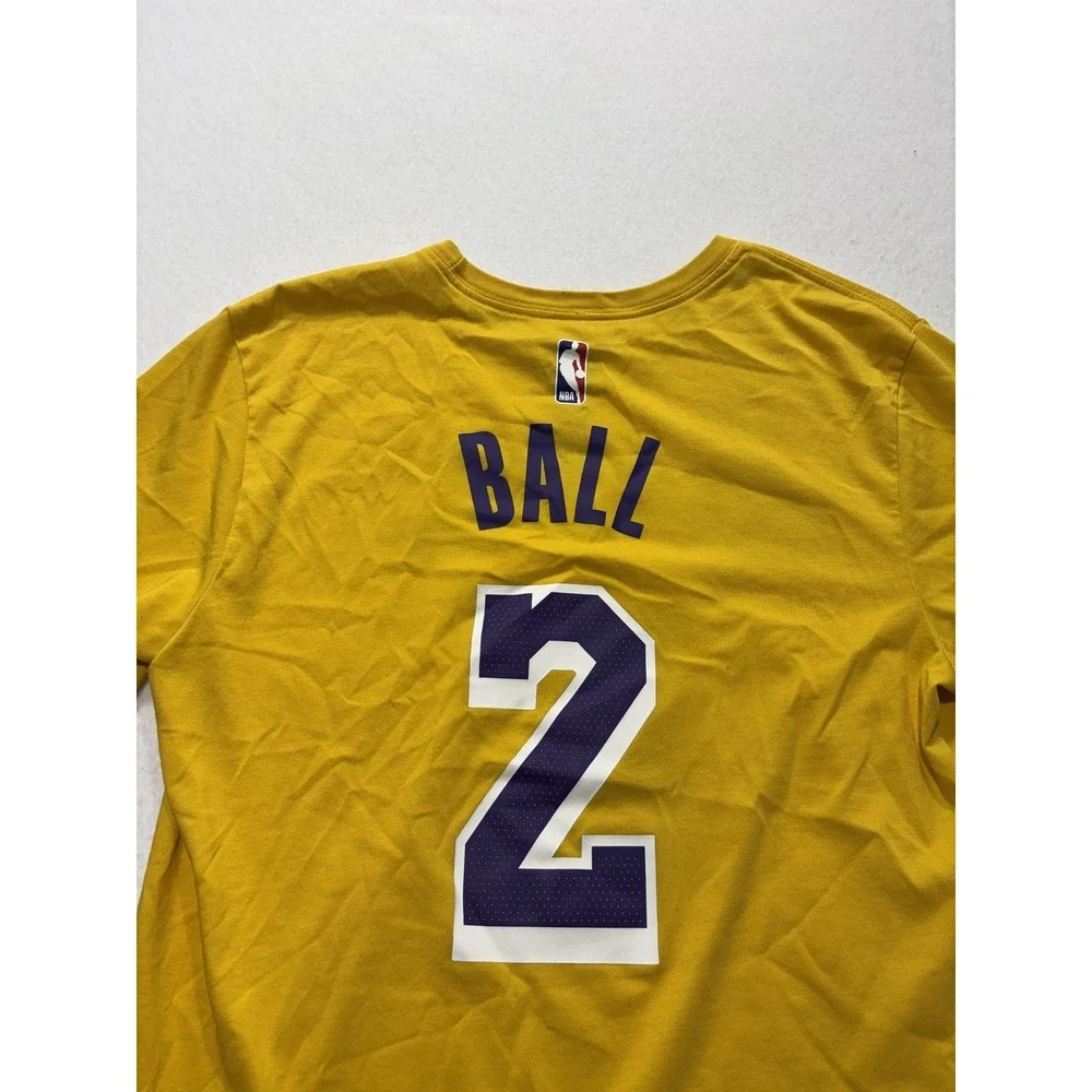 Los Angeles Lakers Shirt Mens Medium Yellow NBA Lonzo Ball Nike Dri Fit